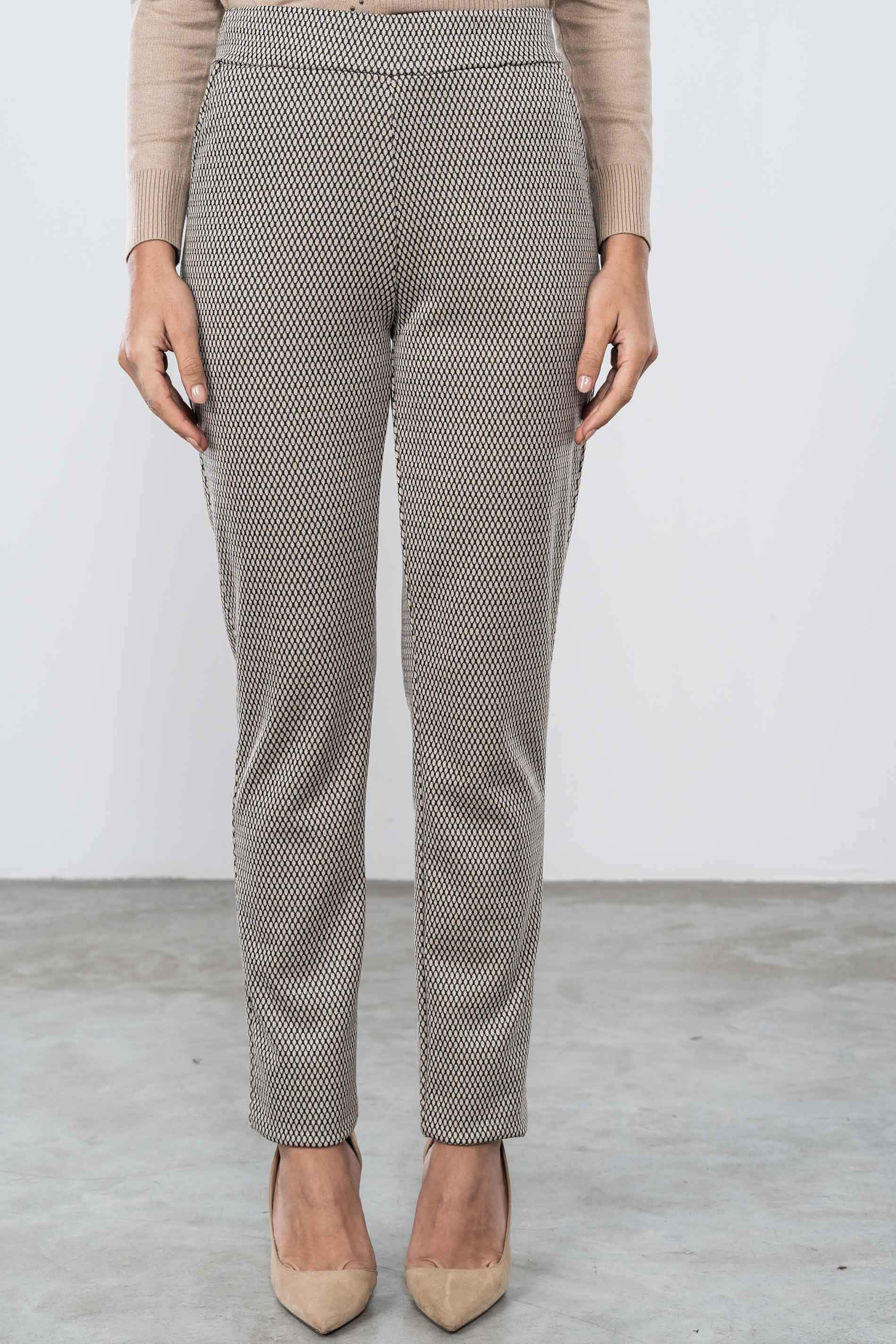 PANTALON PUNTO JACQUARD TOPOS BEIGE