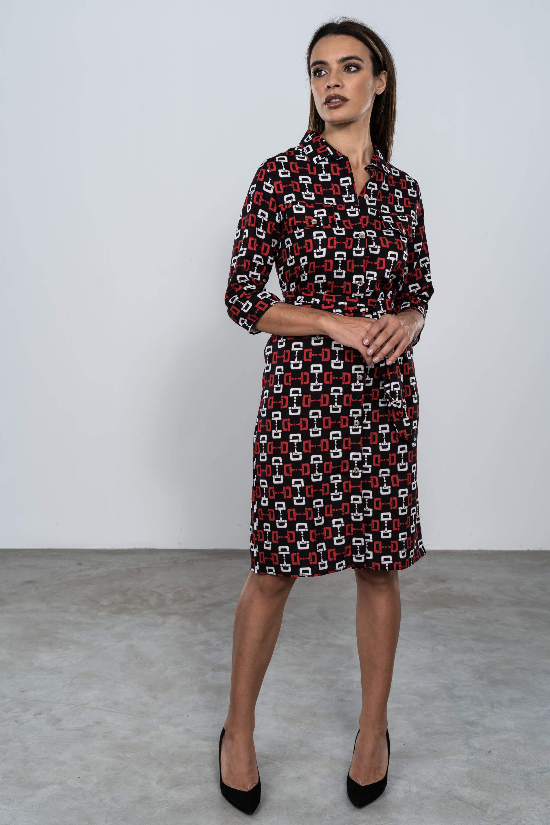 VESTIDO CAMISERO ESTAMPADO ESTRIBOS