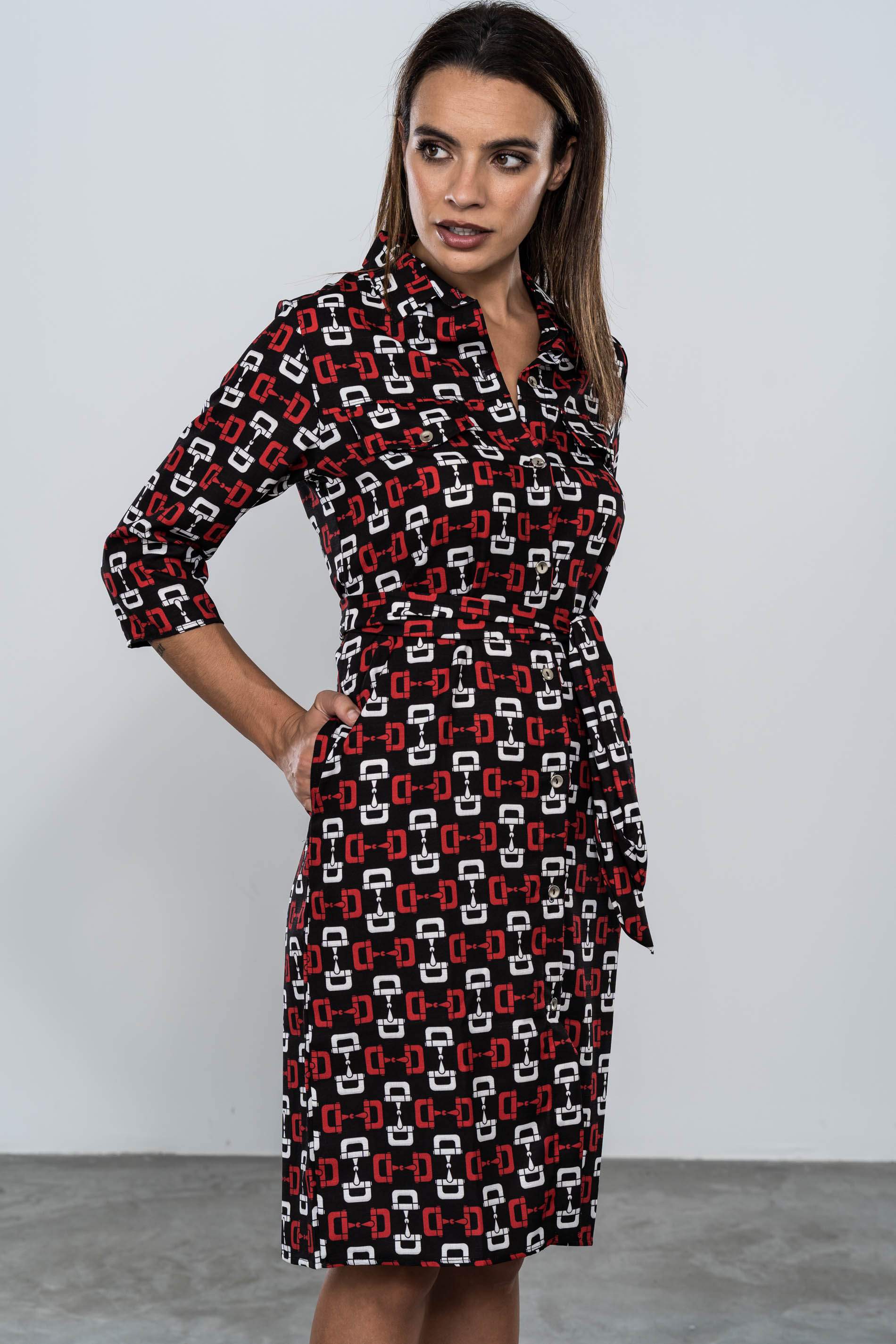 VESTIDO CAMISERO ESTAMPADO ESTRIBOS