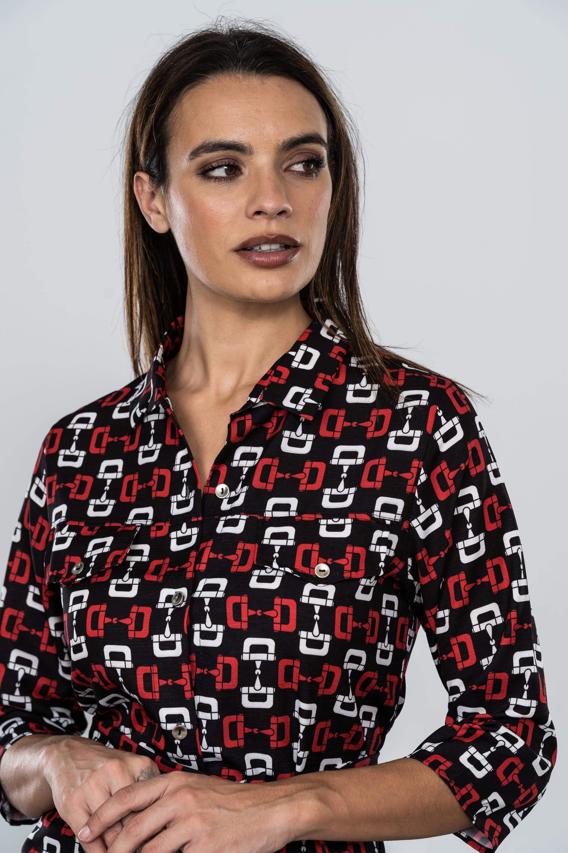 VESTIDO CAMISERO ESTAMPADO ESTRIBOS