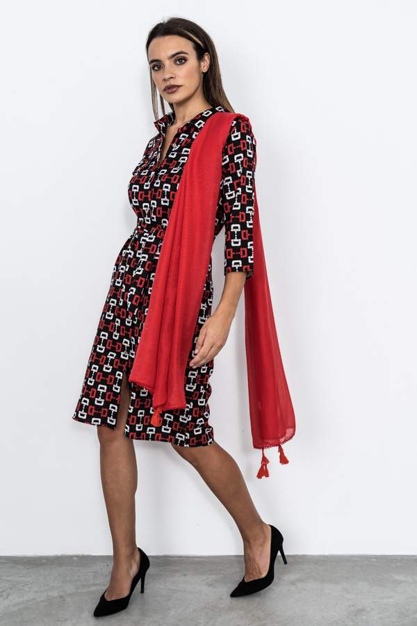 VESTIDO CAMISERO ESTAMPADO ESTRIBOS