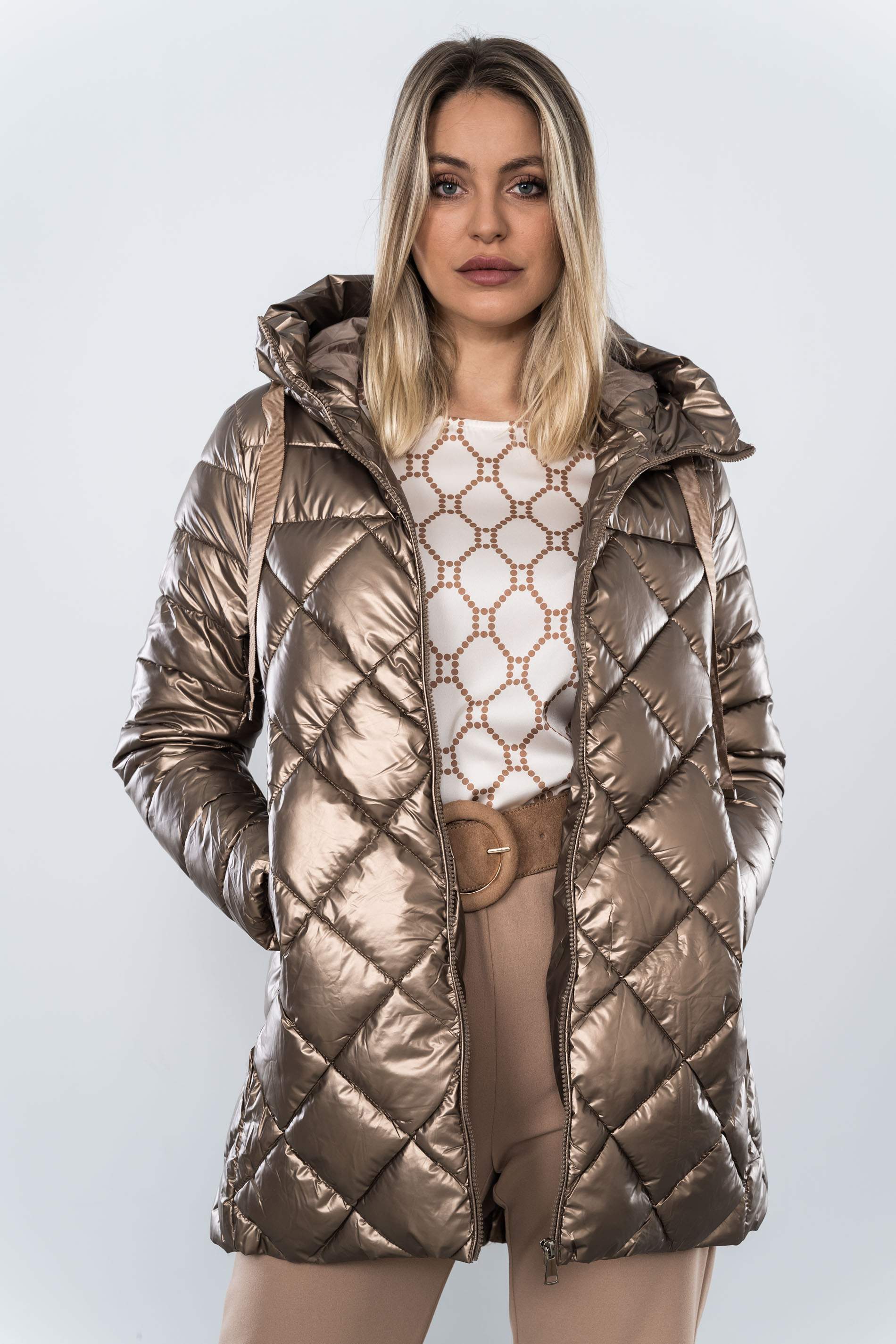 PARKA SATINADA PESPUNTE ROMBOS CHAMPAN