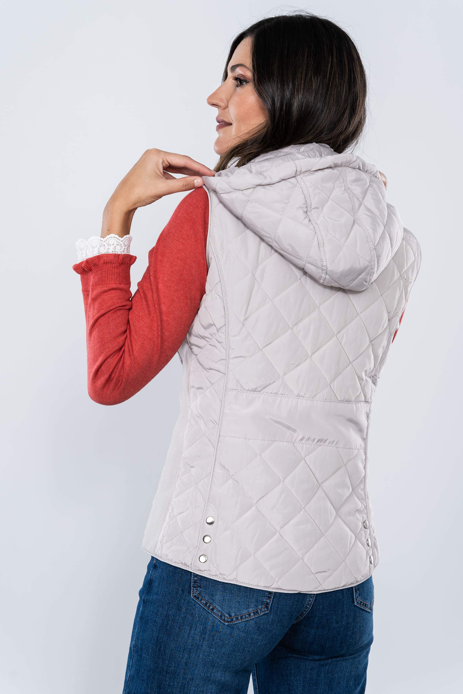 CHALECO GOMA LATERAL ROMBOS BEIGE