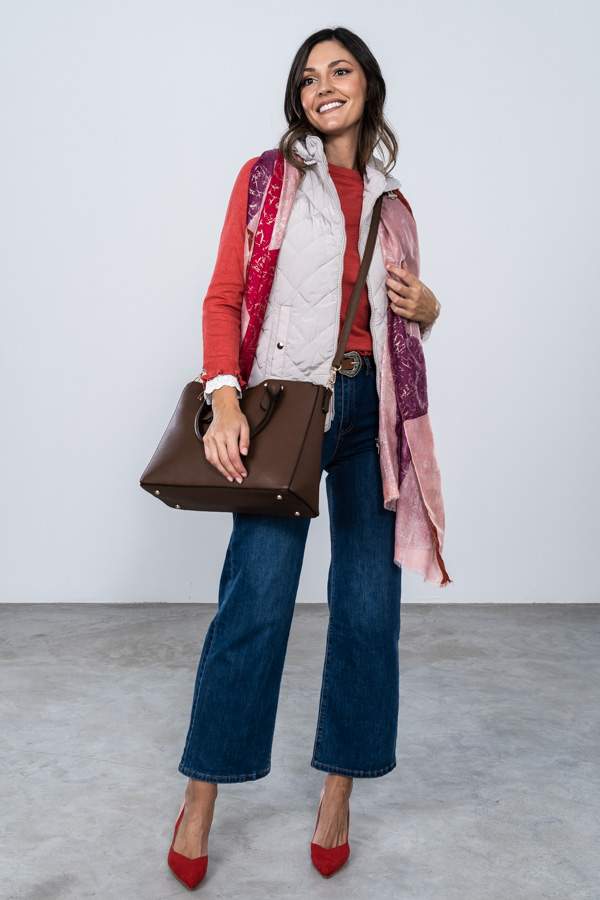 CHALECO GOMA LATERAL ROMBOS BEIGE