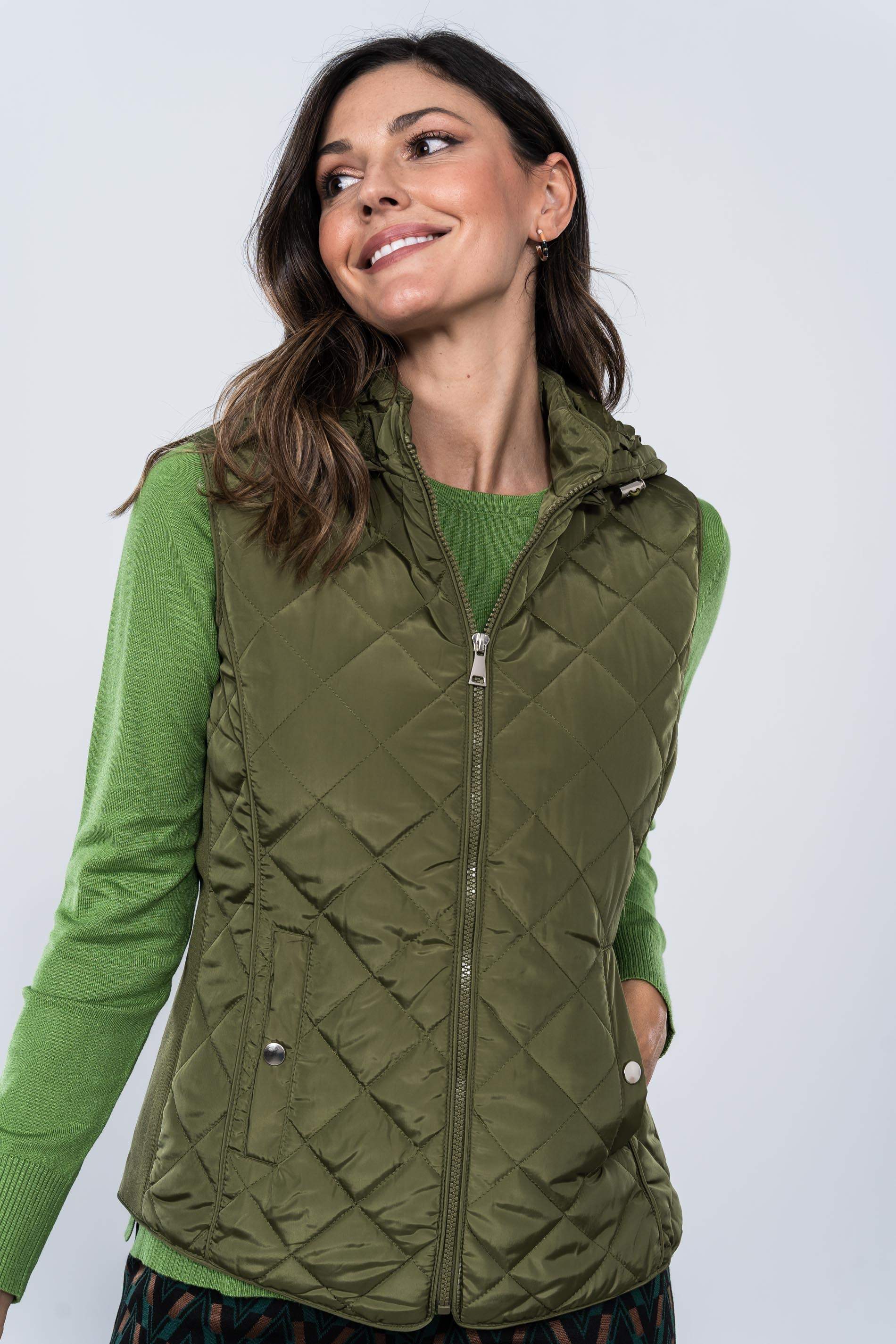 CHALECO GOMA LATERAL ROMBOS KAKI