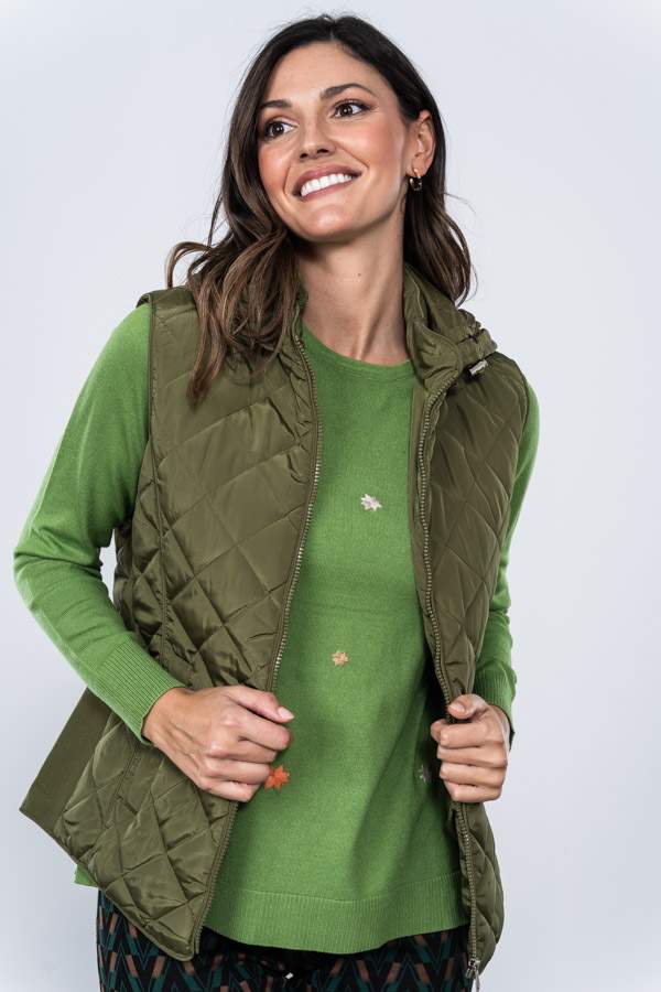 CHALECO GOMA LATERAL ROMBOS KAKI