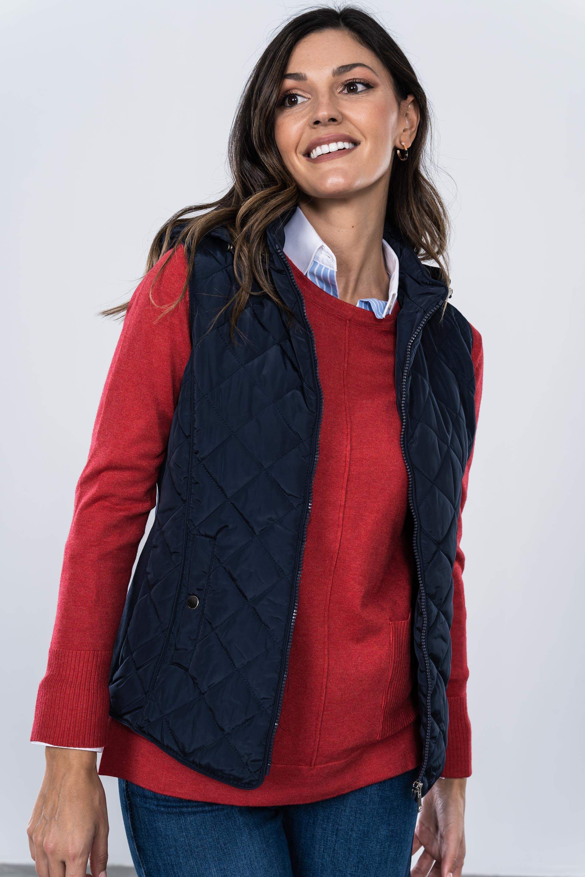 CHALECO GOMA LATERAL ROMBOS MARINO