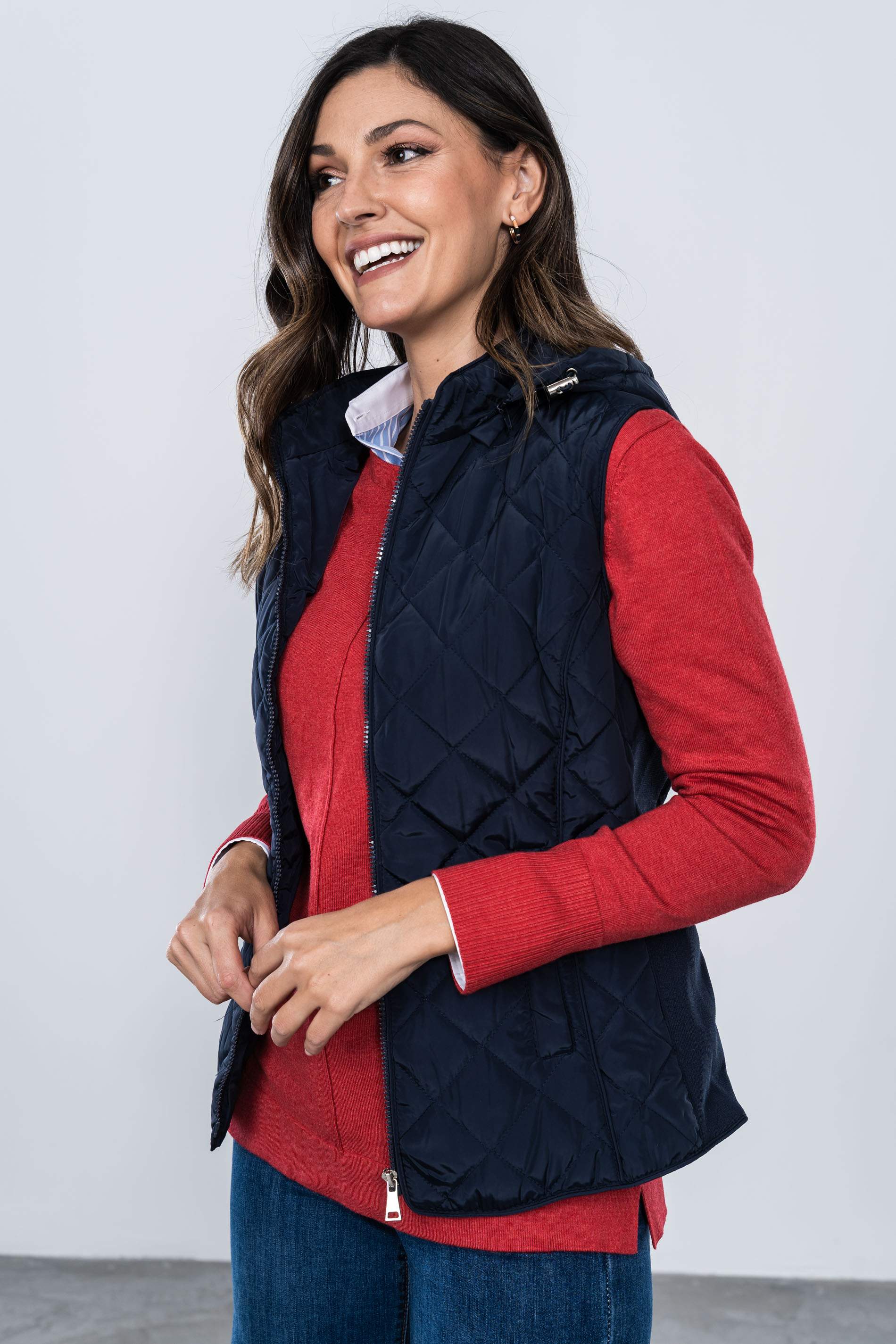 CHALECO GOMA LATERAL ROMBOS MARINO