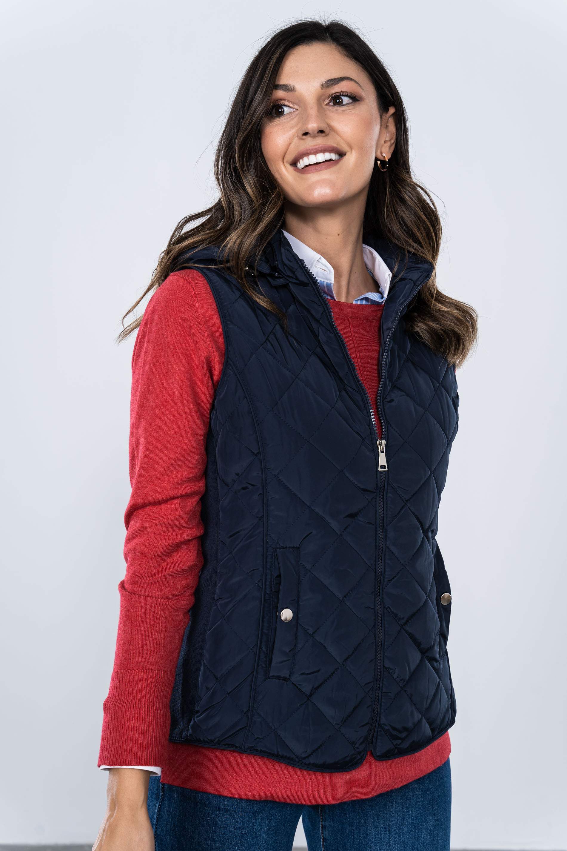 CHALECO GOMA LATERAL ROMBOS MARINO