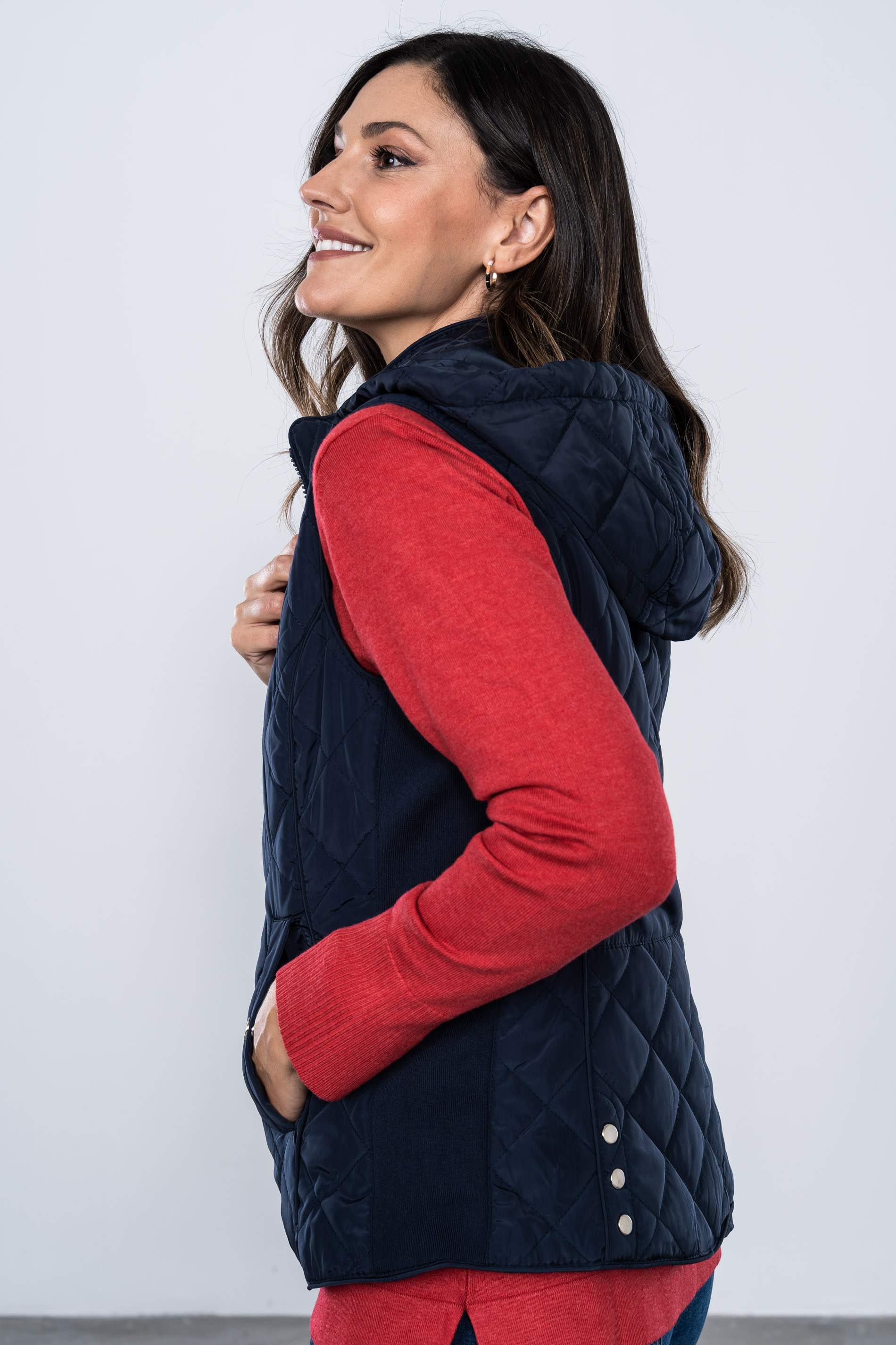 CHALECO GOMA LATERAL ROMBOS MARINO