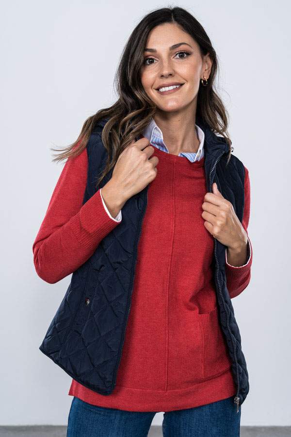 CHALECO GOMA LATERAL ROMBOS MARINO