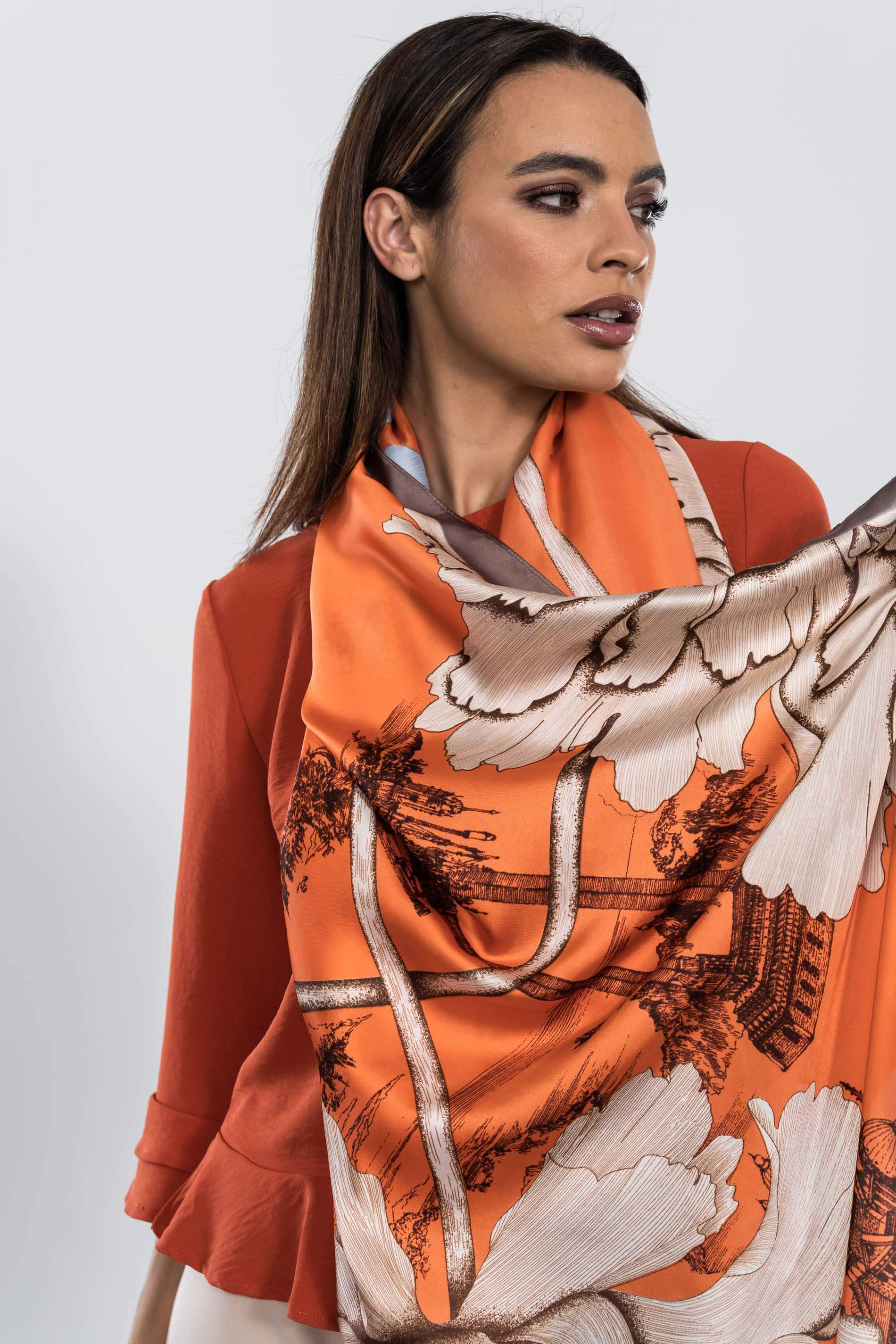 FOULARD EFECTO SEDA FLOR