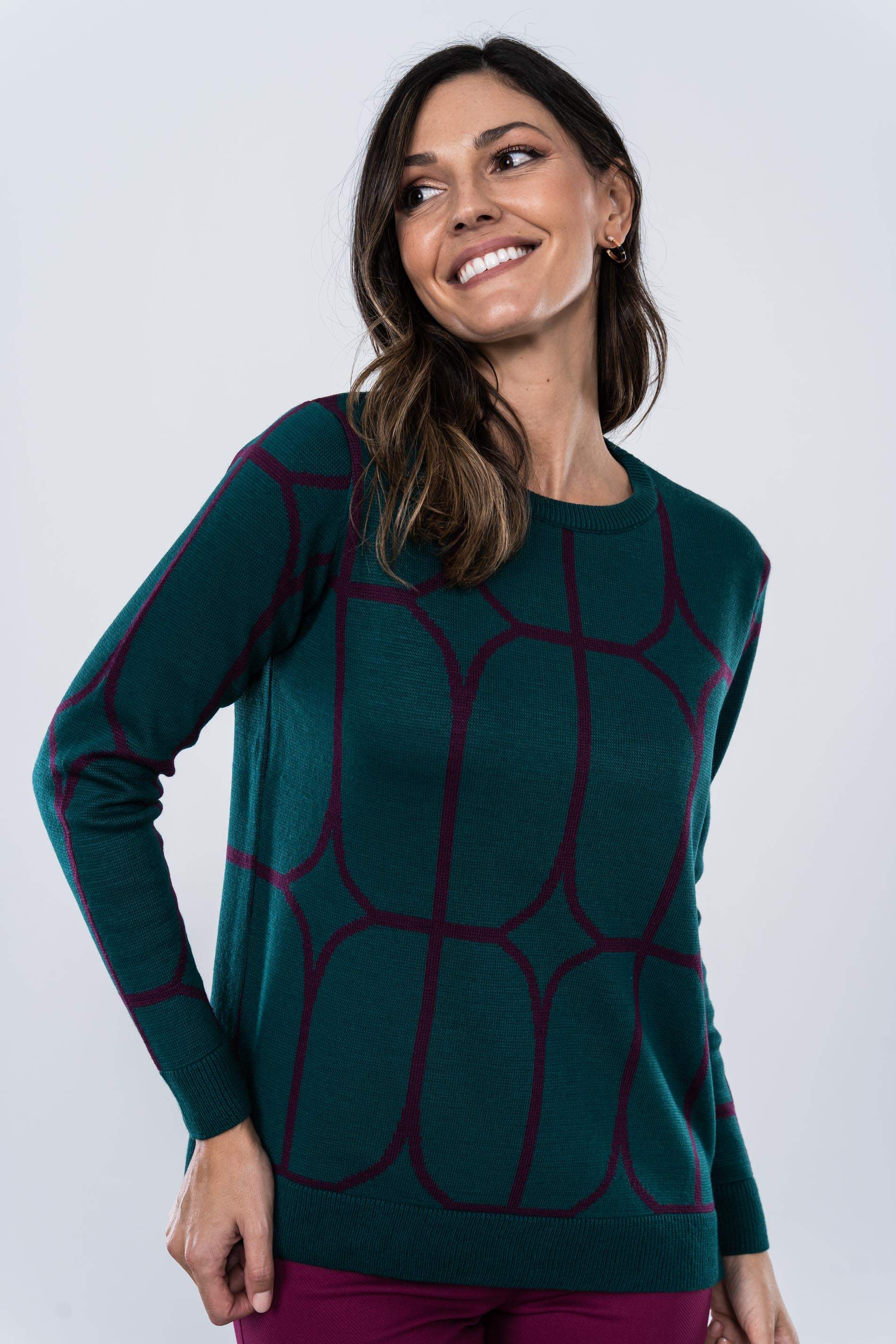 JERSEY JACQUARD GEOMETRICO VERDE