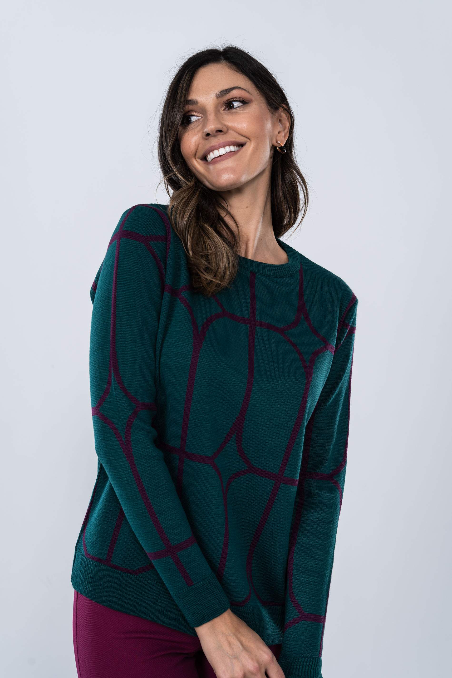 JERSEY JACQUARD GEOMETRICO VERDE