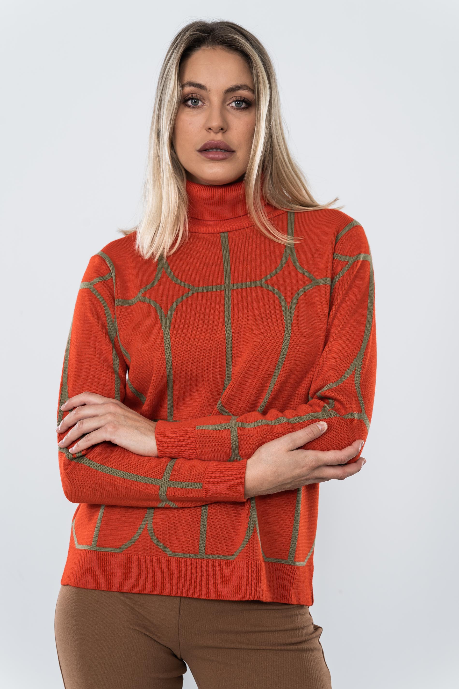 JERSEY JACQUARD GEOMETRICO C CISNE CALDERA