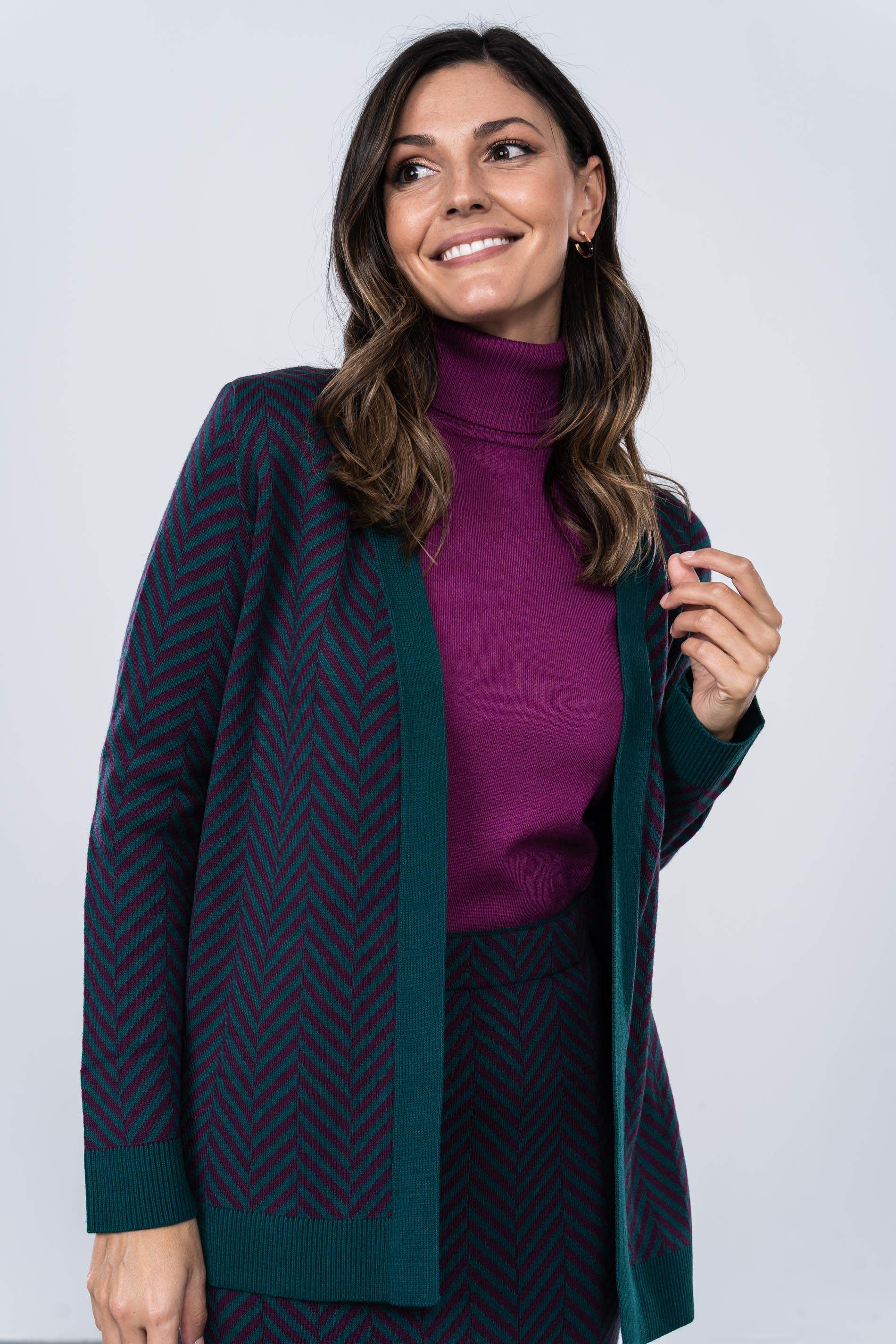 CHAQUETA ESPIGA BICOLOR VERDE