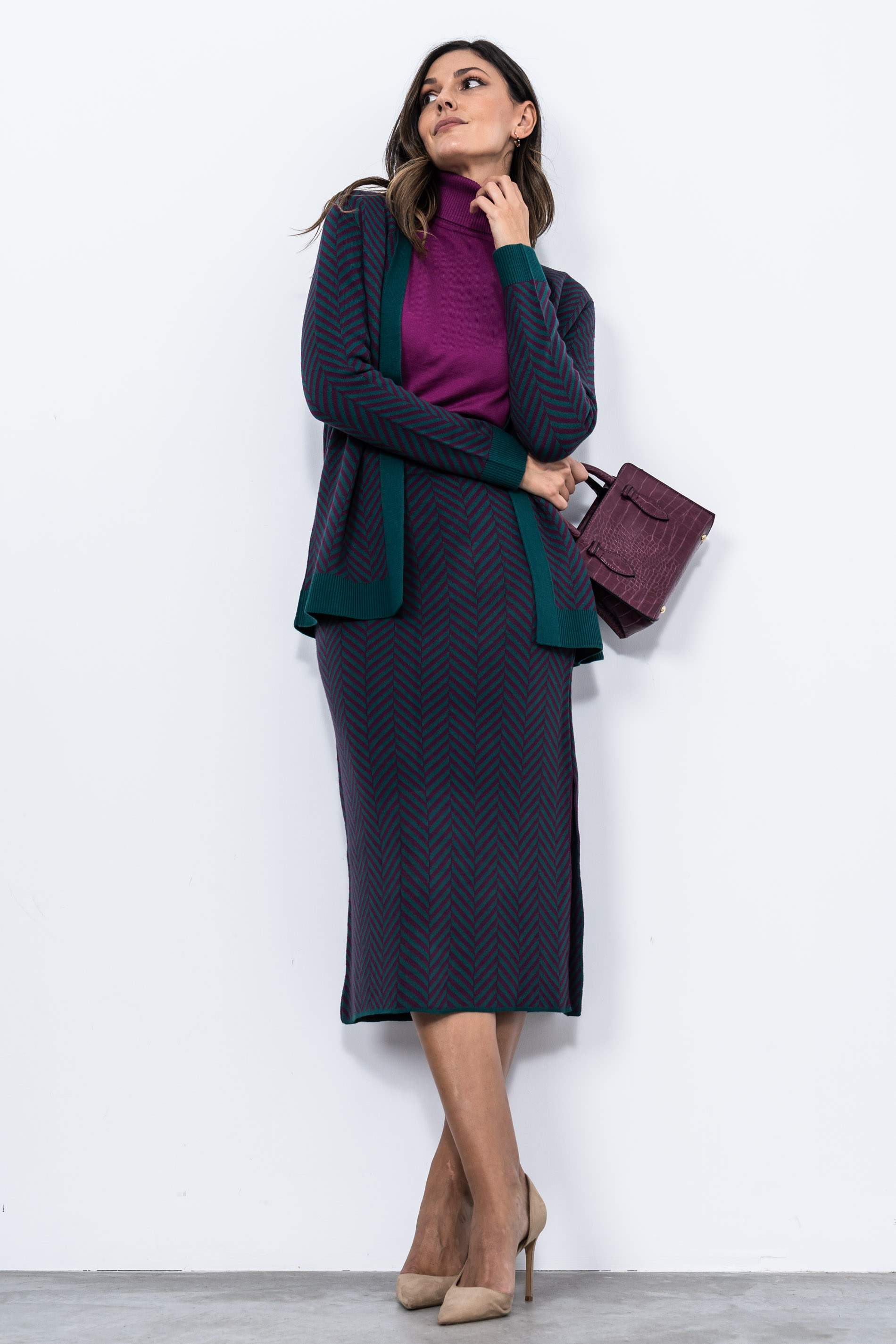 CHAQUETA ESPIGA BICOLOR VERDE