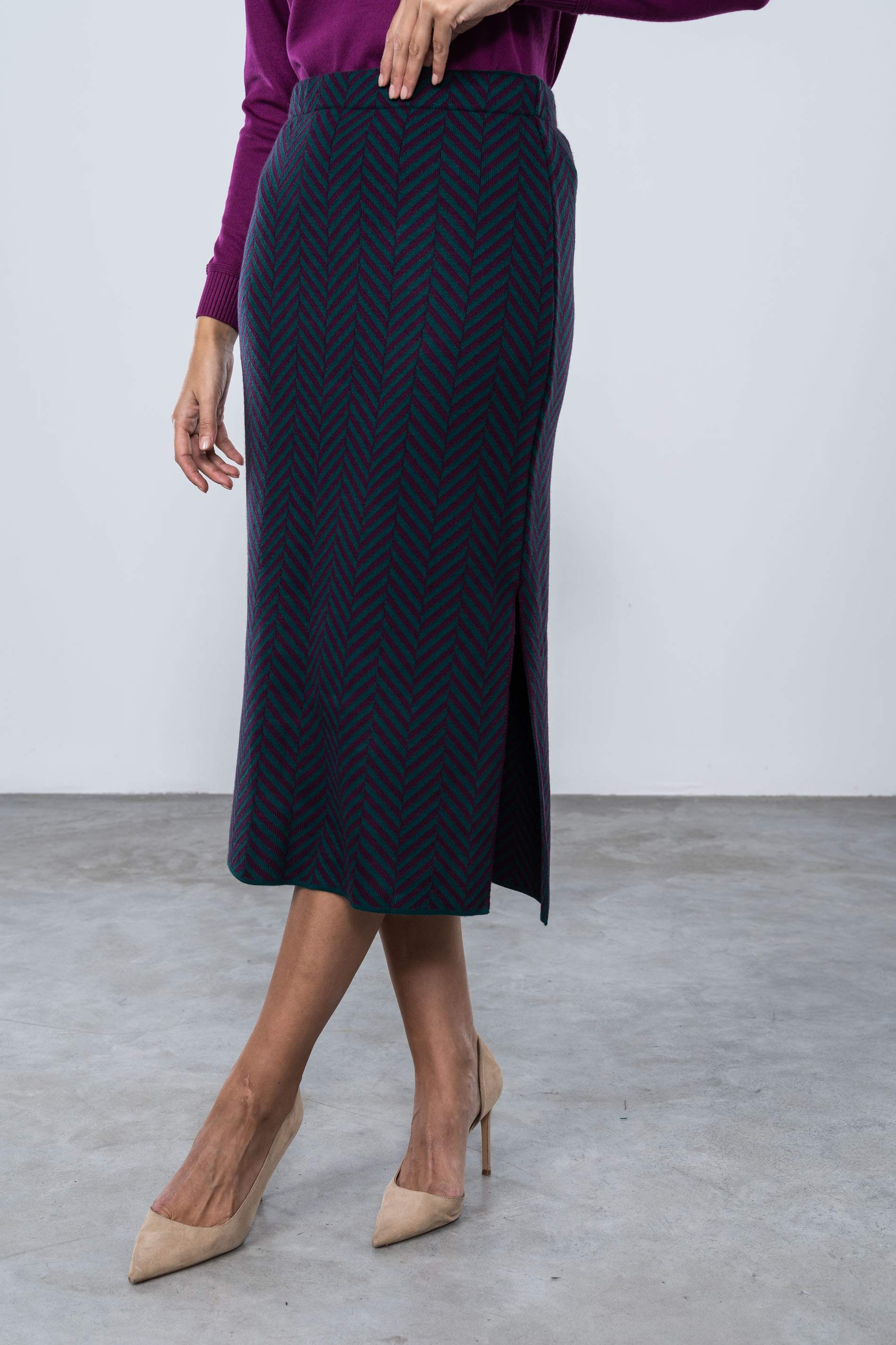 FALDA ESPIGA BICOLOR VERDE