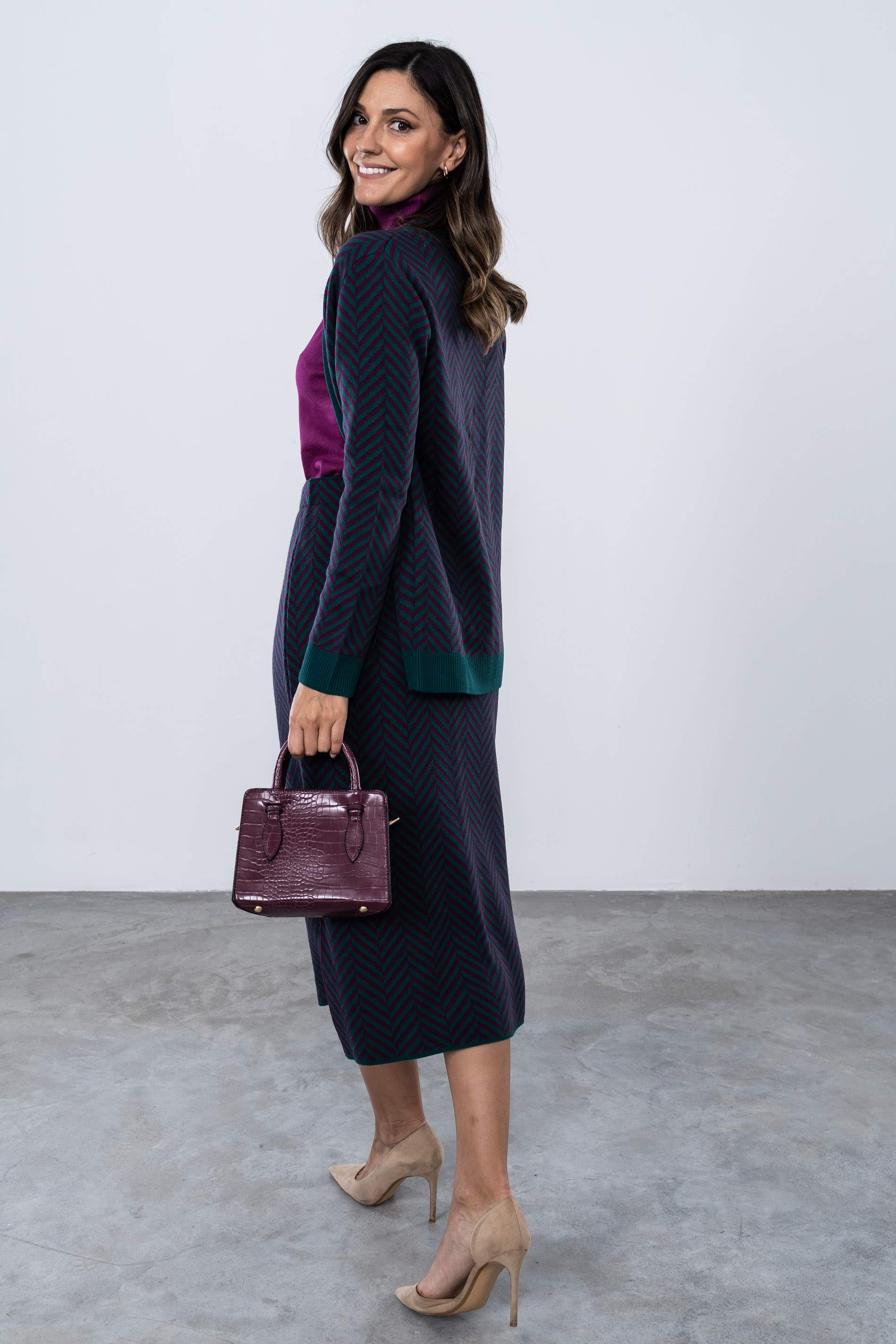 FALDA ESPIGA BICOLOR VERDE