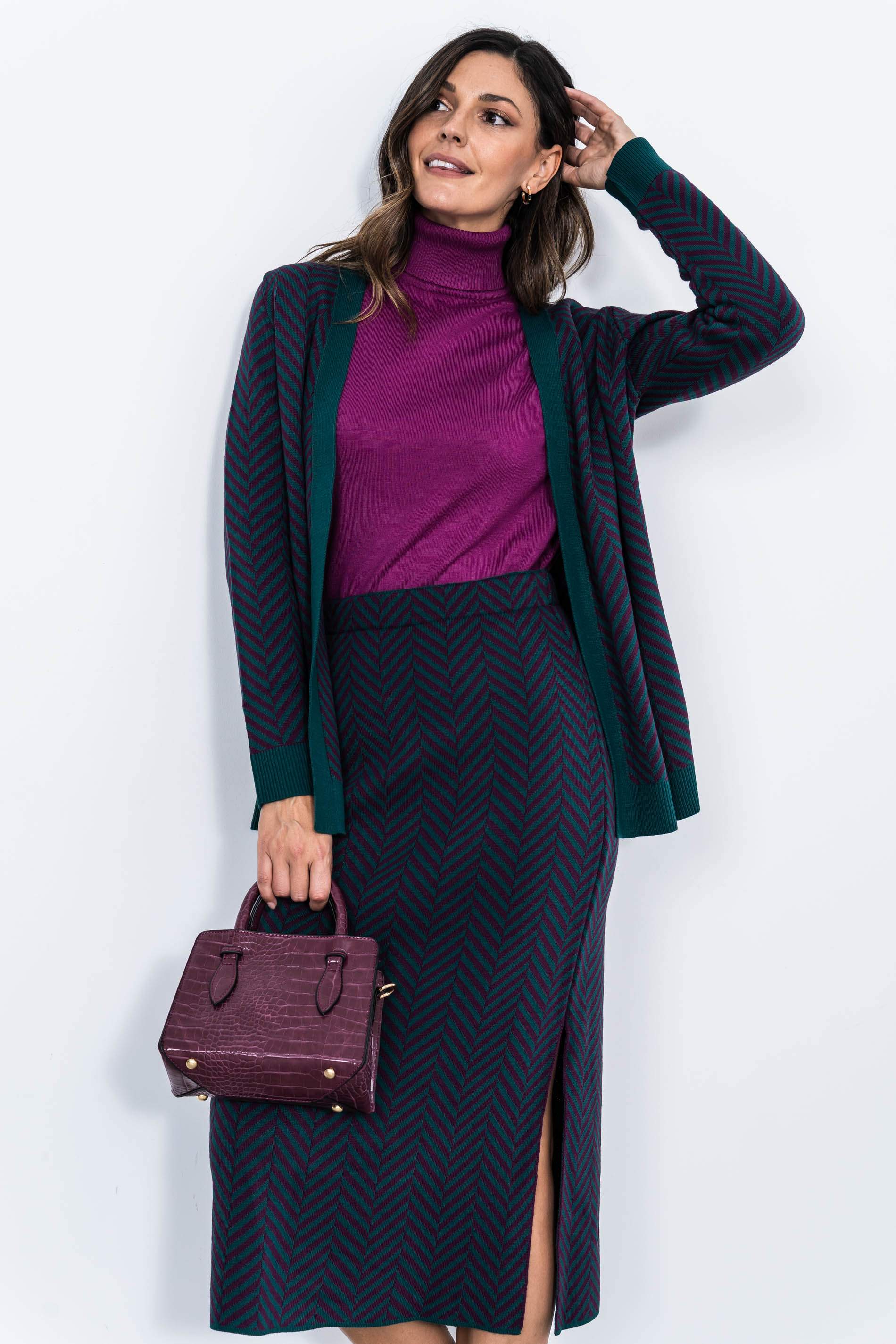 FALDA ESPIGA BICOLOR VERDE