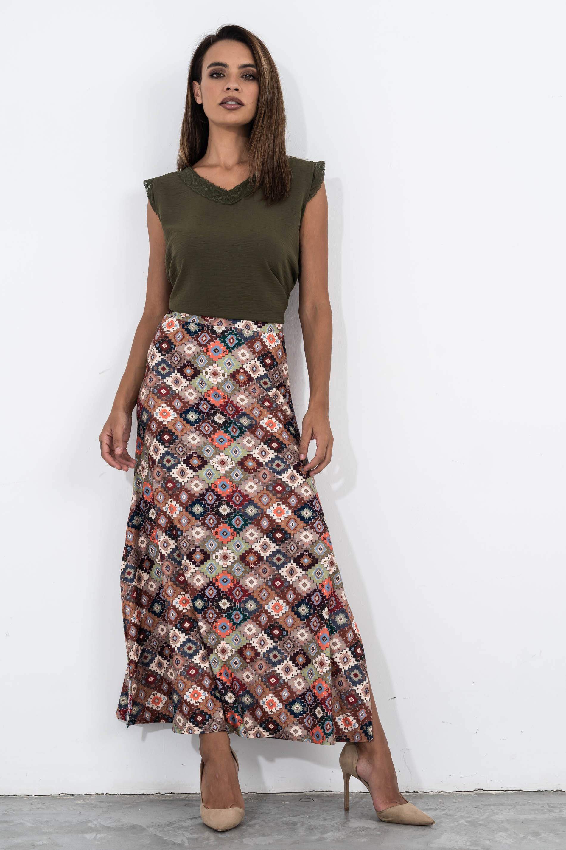 BLUSA COMBINADA ENCAJE KAKI