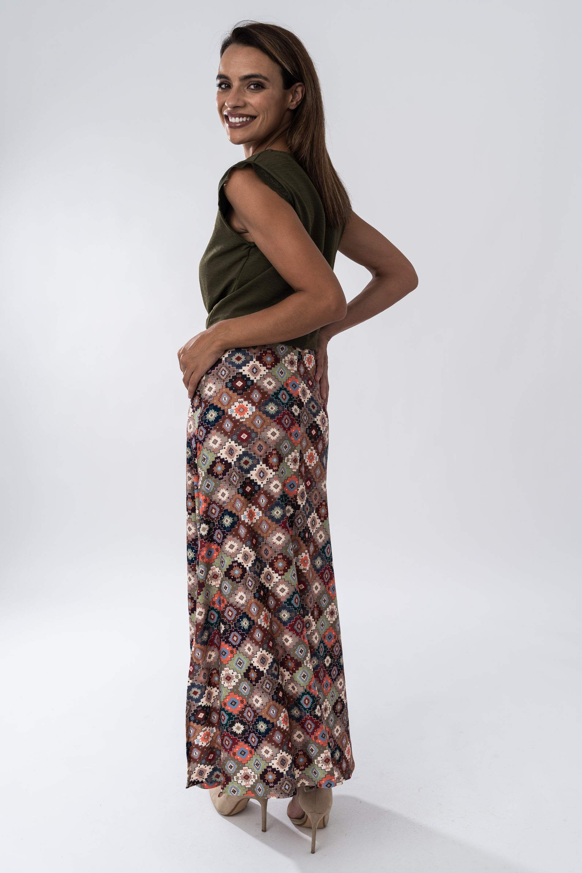 FALDA LARGA ABERTURAS AZTECA CAMEL