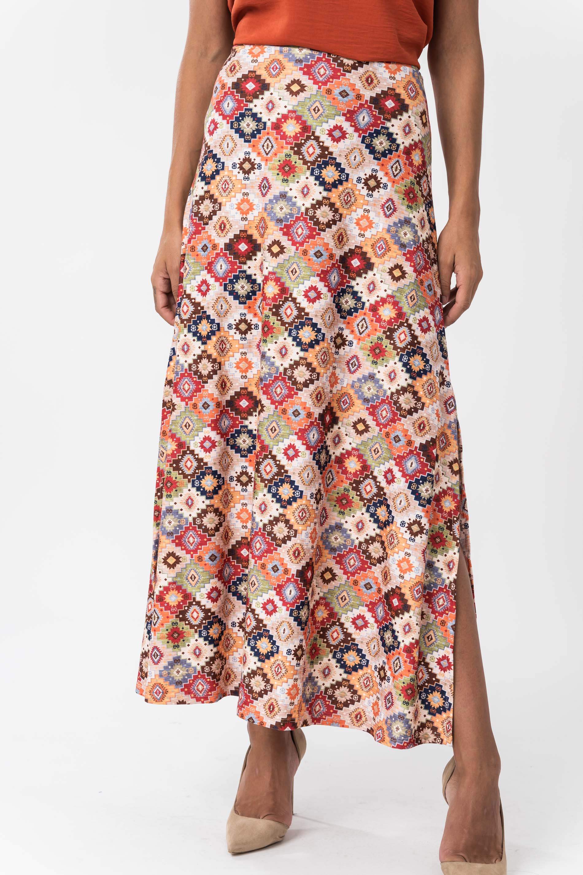 FALDA LARGA ABERTURAS AZTECA BEIGE