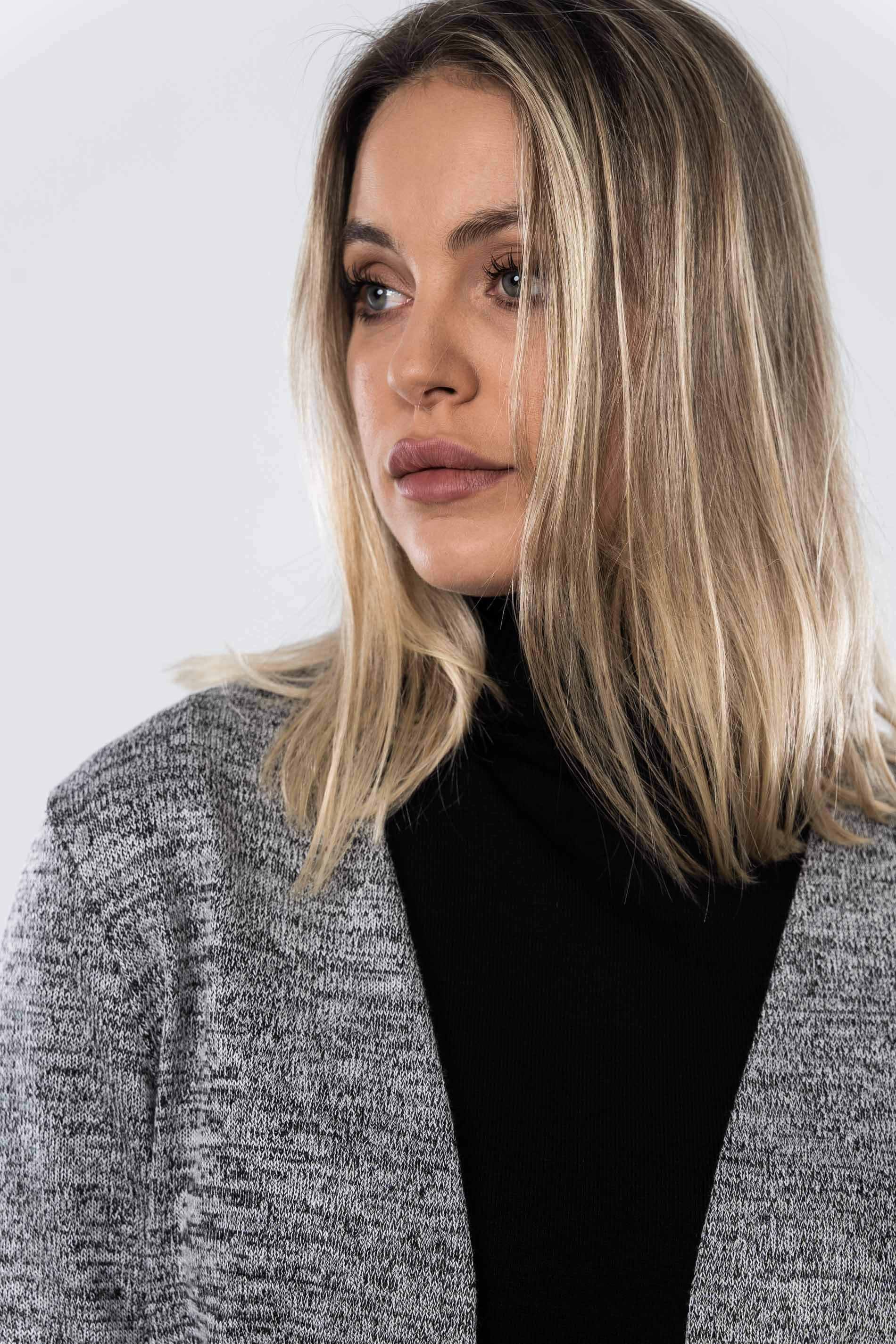 CHAQUETA PUNTO MEZCLA GRIS